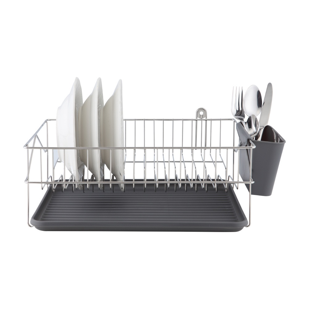 INDEX LIVING MALL ที่คว่ำจานติดผนังพร้อมถาดรอง รุ่น มายอา - สีเงิน/เทา